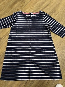 Boden T-shirt dress Navy & White Stripes Nautical 3/4 Sleeve Above Knee Size 16 - Picture 1 of 9
