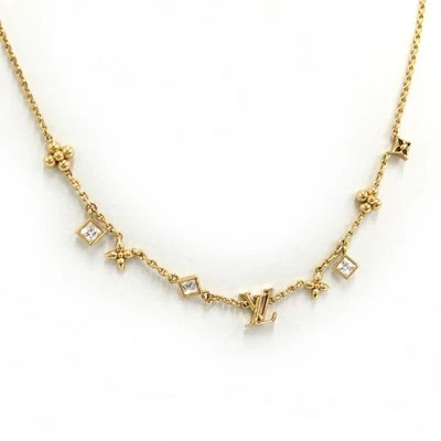 ●Louis Vuitton Lv In The Sky Necklace Rhinestone Gold M01322 - Image 1 of 4