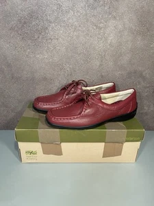 HOTTER VANA SHOES WOMEN LACE UP FLAT LOAFER LEATHER SANGRIA DARK RED UK 4.5 - Picture 1 of 5