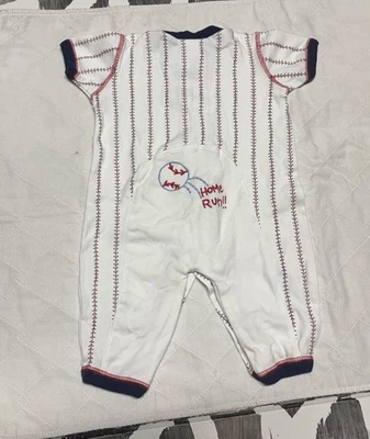 New Babyworks 0-3 Month Short Sleeve “Home Run” Baseball Creeper - Image 1 of 3