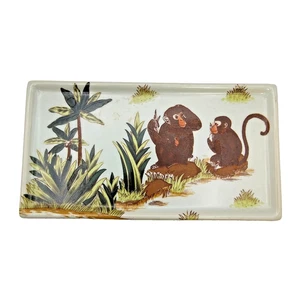 Vintage Amita Affe Schmuck Schale Kommode Tablett Keramik Rechteck Dschungel Safari - Bild 1 von 17
