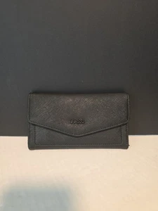 Guess Mujer Negro Cartera Bolso sin asas Doble Pliegue NIKO SLG Delgado Cuero Logo 7x4x1” Nuevo sin Etiquetas - Imagen 1 de 22