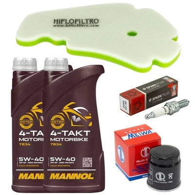 Set Öl 2L Wartung Luftfilter Ölfilter Zündkerze für Gilera Nexus 250 ie 2006-08 - Bild 1 von 4