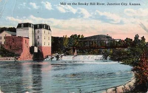 Postcard  Kansas Junction City Mill Smoky Hill River Geary County 1923 - Picture 1 of 1