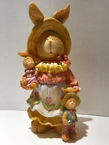 Ostern Hase Mutter mit 2 Kindern Pastellfarben 15 cm groß - Bild 1 von 8
