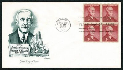 SE68C UNITED STATES 1955 FDC 100th birthday anniversary Andrew W. Mellon - Image 1 of 2