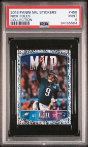 NICK FOLES 2018 Panini Stickers Super Bowl LII MVP ⚡ COLLECTION PSA 9 Mint Pop 1 - Picture 1 of 2