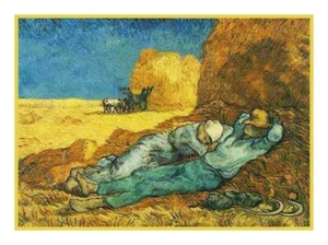 Patrón de punto de cruz contado impresionista Vincent Van Gogh en descanso de la obra - Imagen 1 de 3
