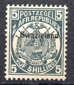 Swazilandia 1889 5/- Escudo de armas Scott 7 gatos $175,00 - Imagen 1 de 2