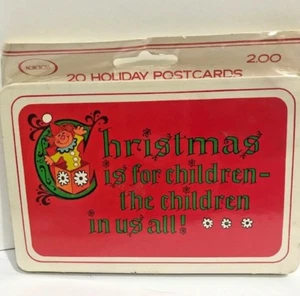 Vintage 1981 NORCROSS versiegelte Packung mit 20 Postkarten Weihnachten ist für Kinder - Bild 1 von 9