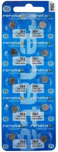 Renata Watch Batteries Swiss Made Cell Button Silver-Oxide 1.55v- 364 SR621SW  - Picture 1 of 10