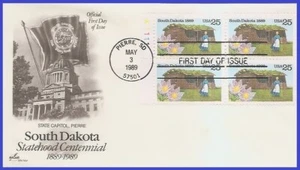USA3 #2416 U/A ARTCRAFT FDC PB4 Dakota del Sur Estadidad - Imagen 1 de 1