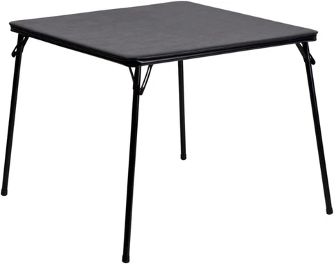 Foldable Card Table Square - Portable Table with Collapsible Legs, Black Cover