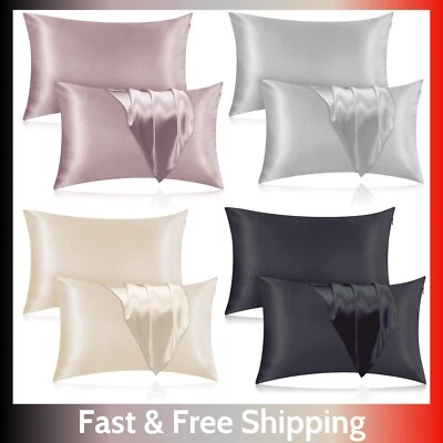 100% Mulberry Silk Pillowcase 25 Momme - Hair & Skin Friendly, Hidden Zipper New - Image 1 of 4