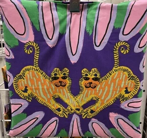 IKEA Buskvicker Cushion Cover, Purple/Green, Tiger Wildlife pattern, Cotton, NEW - Picture 1 of 4