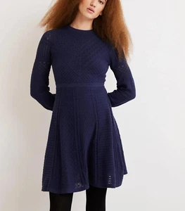 BODEN Pointelle Striped dress size 16 long midnight blue colour D0437 b/r2 - Picture 1 of 6