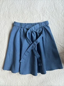 Showpo Denim Jean Skirt Size 4 Elastic Waist Tie Front - Picture 1 of 4