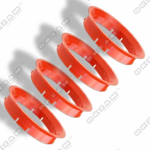 4 WHEEL RIM SPACER SPIGOT RINGS FOR ALUMINIUM RIMS RED - Ø 64.0 mm - ø 56.6 mm - Picture 1 of 1
