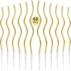 48 Pcs Twisty Birthday Candles Spiral Cake Candles with Holders for Wedding - Picture 1 of 2