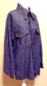 Vintage 1970s Sears Roebuck Jean Blue Denim Work Shirt Western Wear Big Button - Picture 1 of 12