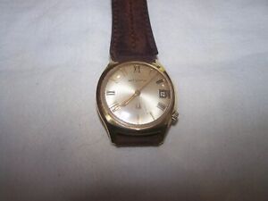 Mens Bulova Accutron 218 14 ct Gold Plate With Date Working condition