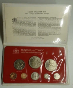 Trinidad & Tobago 1974 Matte Uncirculated 8-coin set folder low mintage 3,258 - Picture 1 of 13