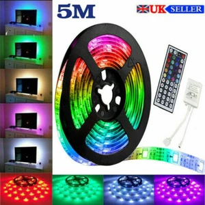 LED Strip Lights 5050 5M RGB Light Colour Changing Tape Cabinet Remote UK - Picture 1 of 8