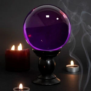 Large Purple Glass Crystal Ball on Stand H21.5cm x W13cm x D13cm - Picture 1 of 1