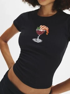 Women T-Shirt Graphic Glass Print Cotton Blend Round Neck Short Sleeve Top - Picture 1 of 18