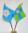 Yorkshire & North Riding of Yorkshire County Double Friendship Table Flag Set