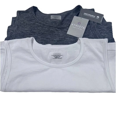 Juego de 2 Tanques Musculares Sin Costuras Athleta Renew Talla XL Blanco Gris Acanalado Foto 1 de 4