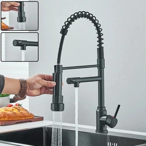 Sink Faucet Pull down Hot and Cold Water Mixer2 Mode Tap with Dual Spout 360 - Picture 1 of 13
