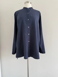 NEW EILEEN FISHER 100% TENCEL BUTTON UP SIDE SLITS SHIRT TOP SIZE M/M - Picture 1 of 10