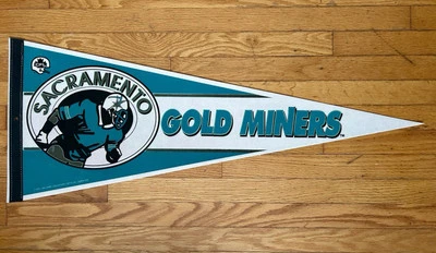 CFL Sacramento Gold Miners Football Club Flag Pennant Defunct 1993 AMK Souvenirs - Image 1 of 3