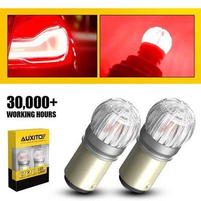 2 件 1157 红色 LED 尾部制动停止备份反转信号灯泡 AUXITO — 第 1/4 张图片