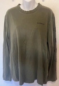 Calvin Klein Shirt Adult Large Olive Green Crew Neck Long Sleeve T-Shirt Men - Picture 1 of 7