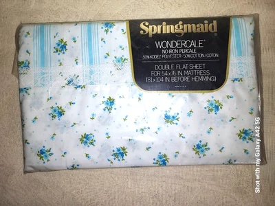VINTAGE FLORAL SPRINGMAID WONDERCALE DOUBLE FLAT SHEET-NEW - Image 1 of 3