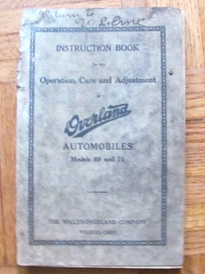 Libro de instrucciones original Willys Overland 1912 copropietario coche modelo 69 y 71 áspero - Imagen 1 de 12