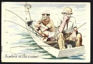 CPSM  --  PECHE . PECHEURS BARQUE . LA PATIENCE EST L ART D ESPERER . 082.L - Imagen 1 de 1