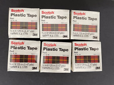 Lot of 6 NOS 1970’s Scotch 3M Plastic Tape - 3.47 Yards Each Red Made in USA
