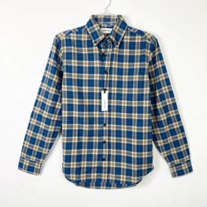 NUEVO CON ETIQUETAS Camisa Taylor Stitch the Jack en Azul Marino Cepillado A Cuadros Manga Larga Abotonada XS - Imagen 1 de 7