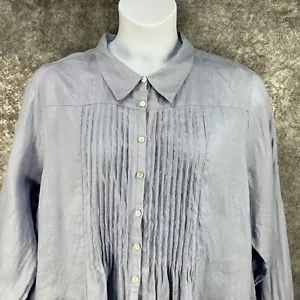 Soft Surroundings Shirt Damen 3x blau Leinen Biesenfalte Lux Prairie Lagenlook - Bild 1 von 11
