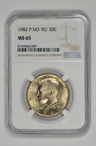 1982 P NO "FG" 50C Kennedy Half Dollar NGC MS 65 Just Graded - Picture 1 of 2