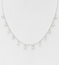 925 Sterling Silver Dainty Fine Genuine Multi Pearl Dangle Drop Mermaid Necklace