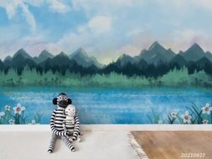 3D Watercolor Landscape Wallpaper Wall Mural Removable Self-adhesive Sticker8375