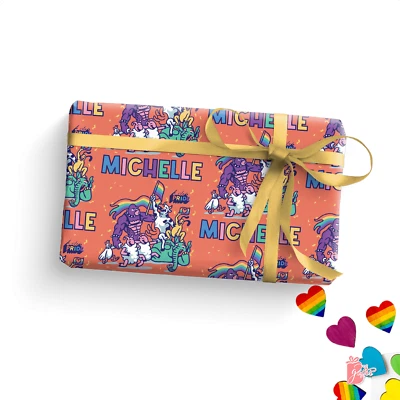 Name Personalized wrapping paper Custom Let's Pride gifts wrapping paper roll - Image 1 of 4