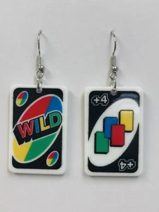 Jeu Uno +4 boucles d'oreilles mini jeu de cartes sauvages - Photo 1/1