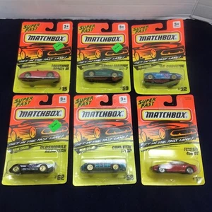 6 X NEW Matchbox Super Fast Cars Mustang Aston Martin DB7 Ferrari Aerotech 1993 - Picture 1 of 5