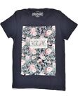 JACK & JONES Mens Graphic T-Shirt Top Medium Navy Blue Floral Cotton SZ09