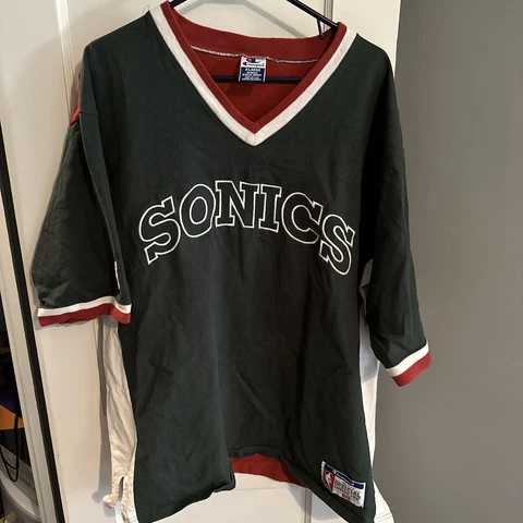 Seattle Sonics Supersonics 95 96 Champion shooting shirt warmup XL vtg NBA green Cover